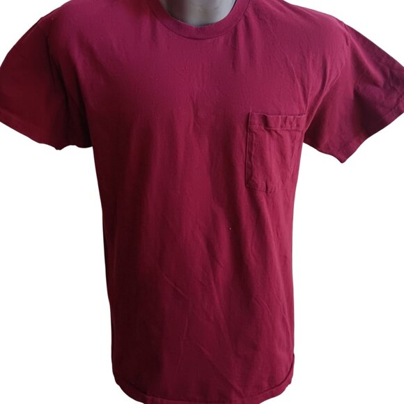 Vintage T-shirt Large SINGLE STITCH 1990's HANES Red Pocket Tee USA Indy Grunge - Picture 1 of 4